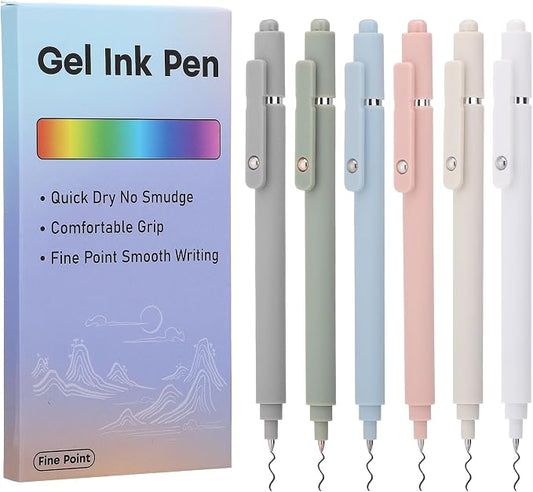 Thboxes 6 Pack Nurse Pens, 0.5mm Retractable Gel Pens for Journaling - Smooth Writing for Note Taking, Office & School Supplies, Journaling Supplies for Women Teachers Nurse