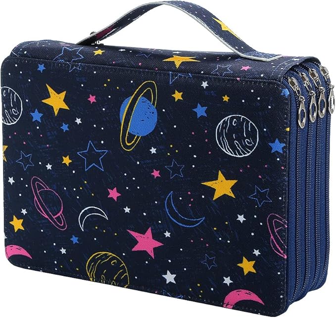 Portable Colored 200 Slots Pencil case Organizer with Printing Pattern for Watercolor Pens or Markers, Pencil Case Organizer for Artist