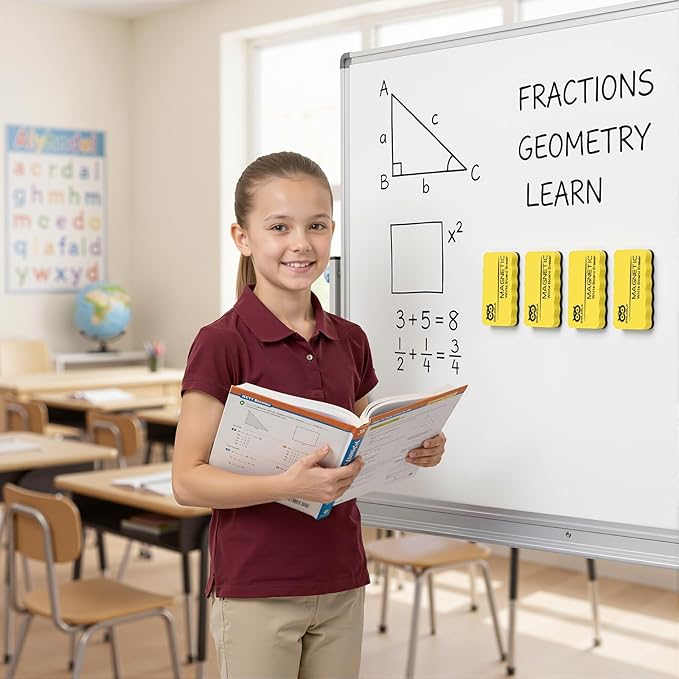 OWLKELA 8Pcs White Board Erasers, Magnetic Dry Erase Eraser Ideal for School, Office, Classroom and Home,Yellow