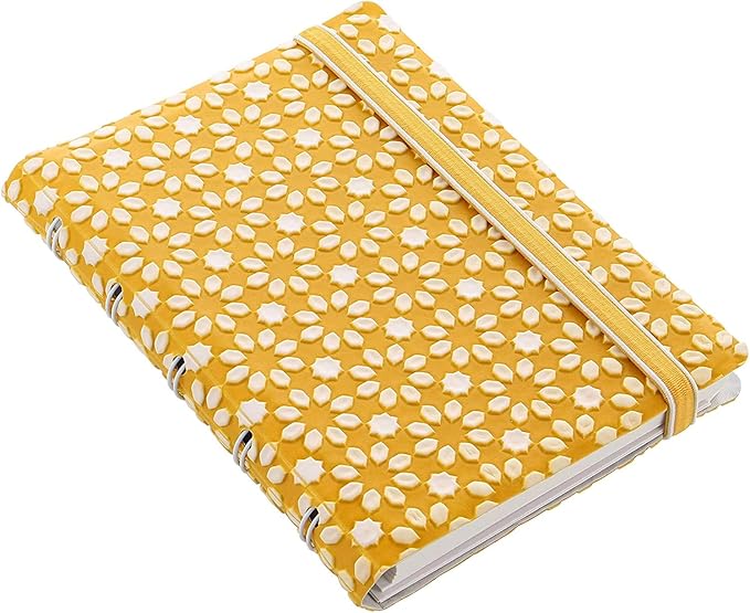 Filofax B115071U Refillable Notebook, Pocket Size, 112 ruled moveable pages. Includes 4 Indexes (one with pocket), page marker and elastic closure, Yellow & White