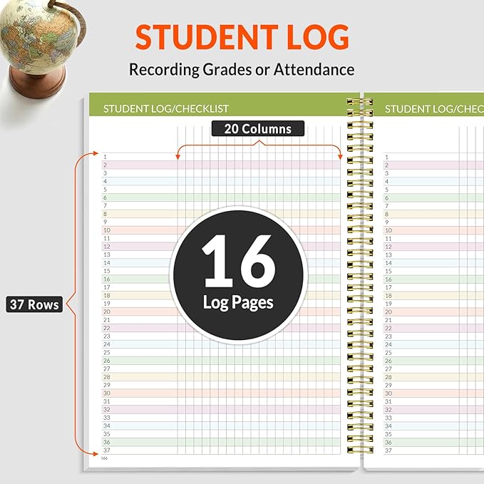 SUNEE Teacher Planner 2026-2027 Academic Year, Lite Lesson Planner Book with 7 Periods Jul 2026 - Jun 2027, 8.5"x11" Daily Weekly and Monthly Organizers, Plan Book with Pocket, Tabs, Floral Stripes