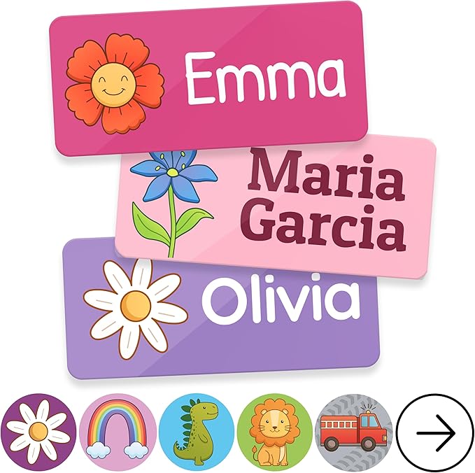 TagBuddy® Personalized Daycare Name Labels for Kids [210pcs] - Waterproof Name Stickers for School, Baby Bottles & Clothing - Custom Name Stickers - Washable Stick On Labels (1.2”x0.5”)