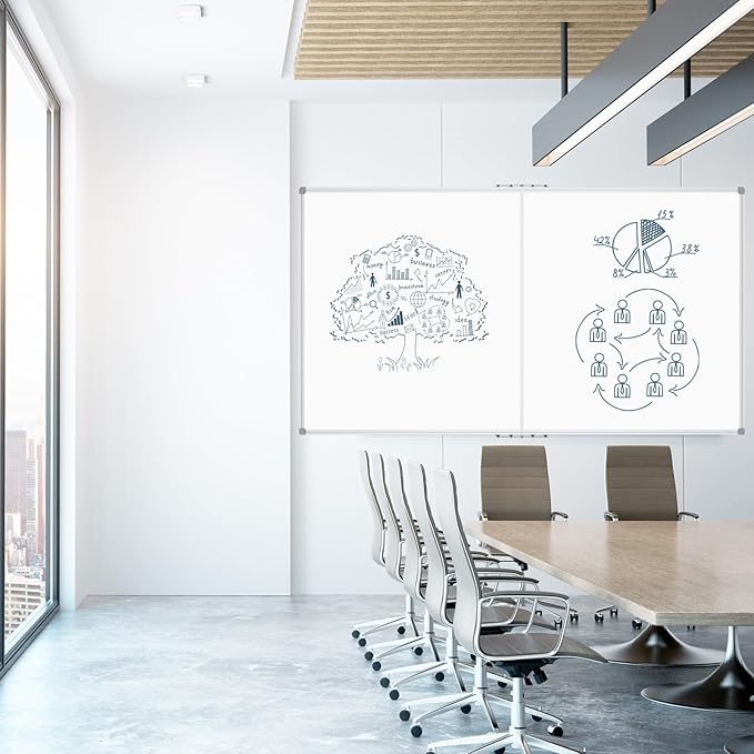 Lockways Large Magnetic Dry Erase Board 72" x 40", Foldable Wall Mounted Whiteboard| White Board with Pen Tray for Business,Team,Home Office,Home Education and School Classroom