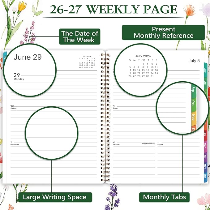 2026-2027 Planner - 9" x 11" Planner Weekly and Monthly 2026-2027, from JULY 2026 to JUNE 2027, Academic Planners with Tabs, Twin-Wire Binding, Inner Pocket, Premium Thick Paper
