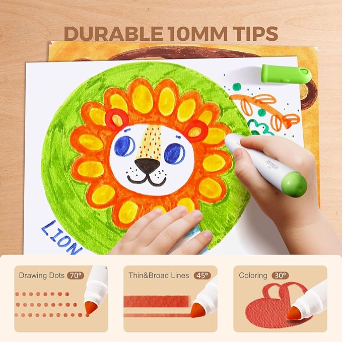 Jar Melo Washable Markers for Kids Toddlers 2-4, Safe Non-Toxic Water Based Markers for Age 1-3 4-8, Coloring Art Supplies for Preschool Gift, 12 Colors