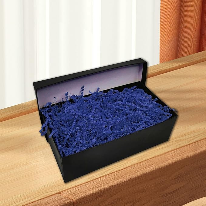Tisspoms 1LB Light Navy Blue Crinkle Cut Paper Shred Filler, Paper Shreds for Basket Fillers, Birthday, Gift Wrapping, Anniversary, Wedding, Halloween, Thanksgiving, Christmas Gift Decor Party Filler