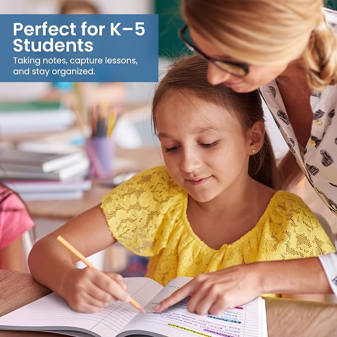 Taja Wide Ruled Composition Notebook 4 Pack School Supplies, 160 Pages