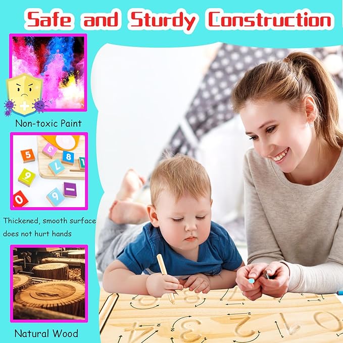 Montessori Toys for 3 4 5 Year Old,Double-Sided Preschool Learning Toys for Toddlers age 2-4,Educational Math manipulatives Number Counting Blocks for Kids,Christmas Stocking Stuffers for Boys Girls
