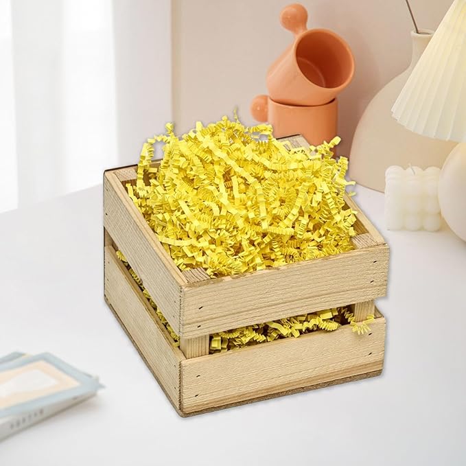 Tisspoms 1LB Light Yellow Crinkle Cut Paper Shred Filler, Paper Shreds for Basket Fillers, Birthday, Gift Wrapping, Anniversary, Wedding, Halloween, Thanksgiving, Christmas Gift Decor Party Filler