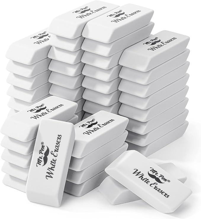 Mr. Pen- White Pencil Erasers Bulk, 36 Pack