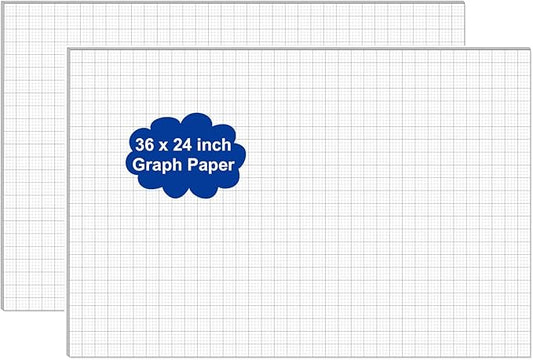 (2-Pack) Graph Paper Pad - 24" x 36" Large Graph Paper, 50 Sheets/100 Pages, 4"x4" Ruled Grid Paper for Engineer Architect Designer Mathematician Draftsmen Sketch House Commercial