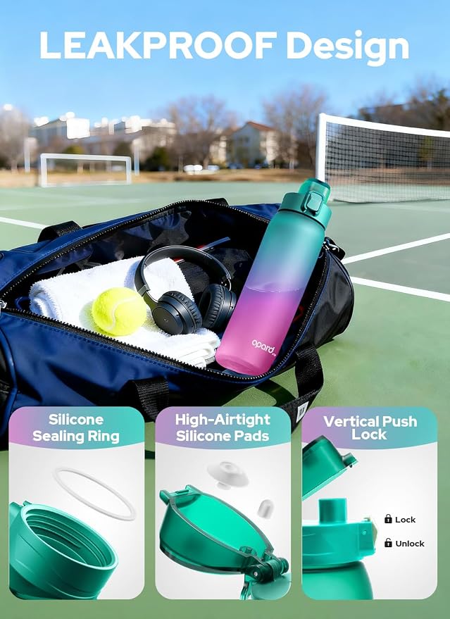 Opard Zip 30oz Plastic Water Bottle Dishwasher Safe, Leakproof Flip-Top Lid, BPA Free Tritan, Wide Mouth Reusable Sports Water Bottle for Gym Hiking Commuting Outdoor Travel and School