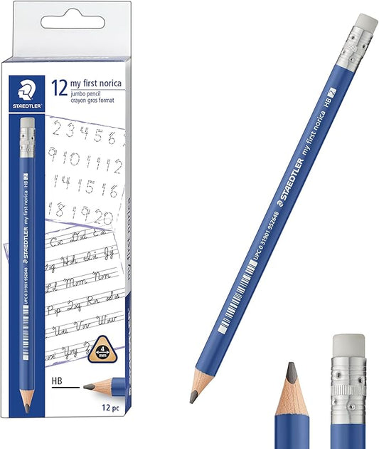 STAEDTLER My First Norica Triangular Learner's Pencil, #2 HB, 12 Count, Easy-Grip 3-Sided Design for Beginning Writers, Pre-Sharpened Pencils