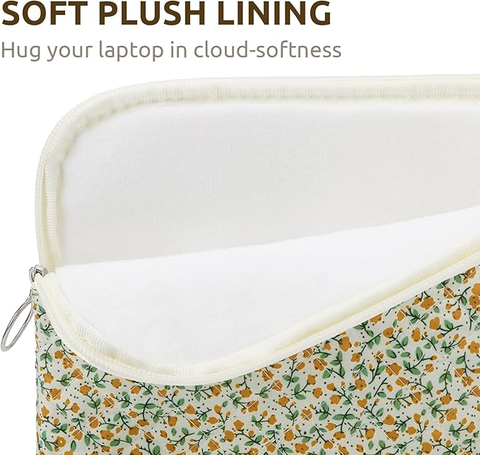 Puffy Laptop Sleeve 13-15.6 Inch Cute Quilted Laptop Protective Case Padded Floral Computer Sleeve for MacBook (B-Yellow, 13 Inch)