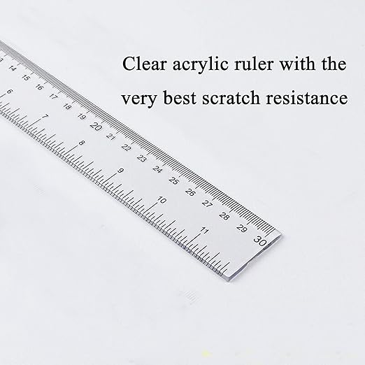 Ruler 12 inch 6 inch Rulers for Kids Plastic Clear Ruler Bulk for Classroom School Must Haves Supplies Tools Elementary Ruller with Centimeters (2pcs Clear (6 Inch+12 Inch))