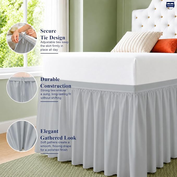Cottingon Dorm Room Bed Skirt, 100% Microfiber, Light Grey, Twin XL-42 Drop