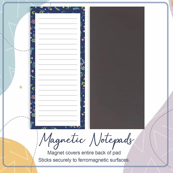 Joyberg Magnetic Notepads for Refrigerator - Flower Design, 50 Sheets Per Pad, 8 Pack Memo Pads for Grocery Lists and to-Dos