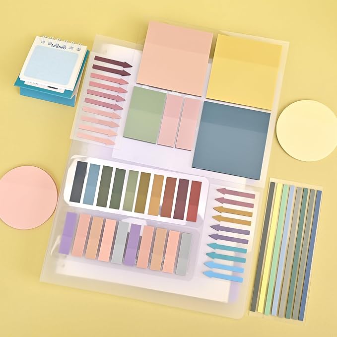 Temiary 1180Pcs Transparent Vintage Sticky Notes, Waterproof Writable See-Through Highlighter Strips Translucent Index Page Tabs Clear Stickers for Home, Office, Notebook, Annotating Memo