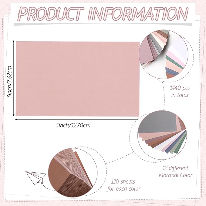 Ctosree 1440 Pcs Colored Index Card Blank Index Note Colored Flash Cards Blank Colorful Study Notecards Flashcards Memo Scratch Pad for Office School Supplies(3 x 5 Inch,Novel Color)