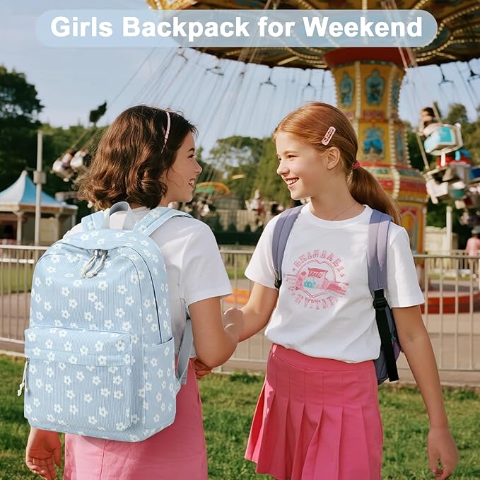 BTOOP School Backpack for Teens Large Corduroy Bookbag Lightweight 15.6 inch Laptop Bag for Girls Women Casual High School College