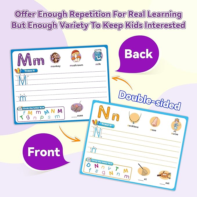Alphabet Number Shapes Flash Cards,Handwriting Practice Writing Tracing Phonics Preschool Kindergarten Toddler Learning Activities Homeschool Classroom Autism Educational Toys ABC Letter