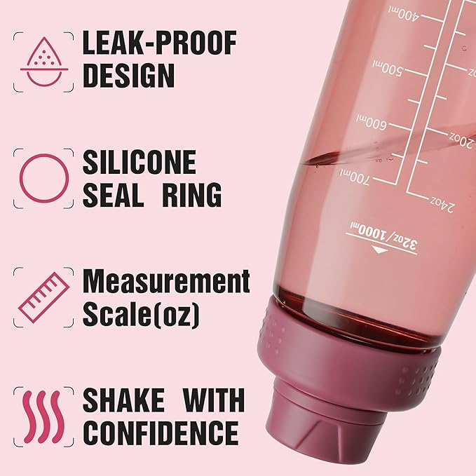 32oz Clear Water Bottle - BPA-Free Tritan Plastic, Fast Flow Spout Lid, Wide Mouth & Leakproof Design Hiking Water Bottle Suitable for Travel, Outdoors, Gym, Travel, Home, School(Red)