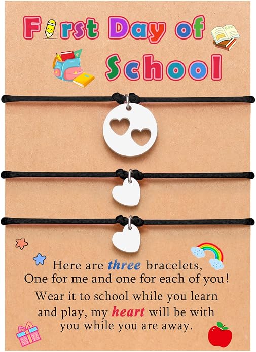 3PCS First Day of Preschool/Kindergarten/1st Grade Gift, Back to School Bracelets Set for 3