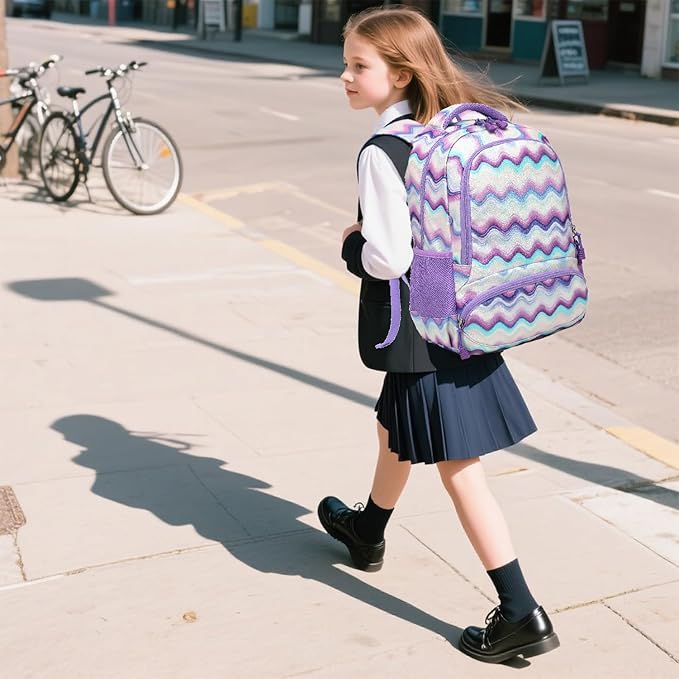 Kimwadalh School Backpack for Girls, Backpack with Lunch Box Pencil Case for Preschool Elementary High School Girls Boys