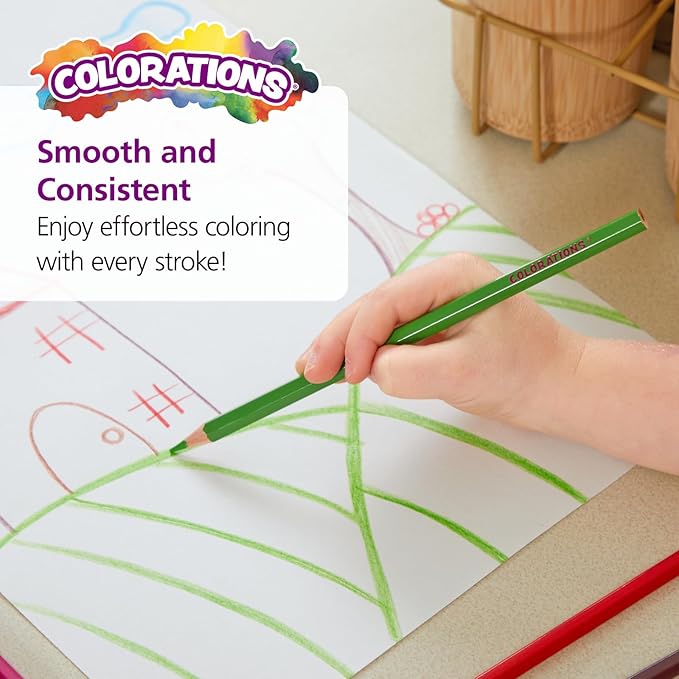 Colorations Color Pencils, Set of 240, Pre-sharpened, 12 Colors, Thick Core, Hexagonal, Harvested Wood, Classroom Supplies