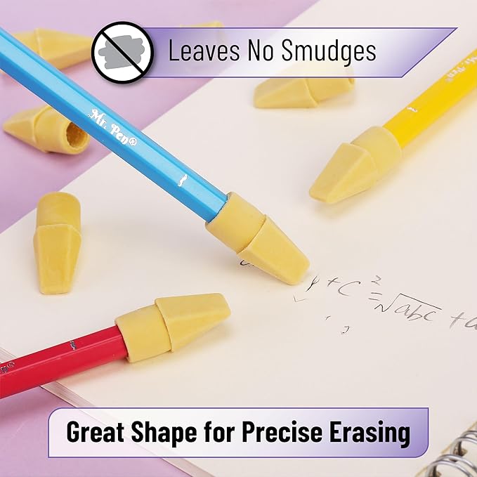 Mr. Pen- Pencil Eraser Toppers, 120 Pack, Yellow, Cap Erasers, Pencil Top Erasers, Eraser Caps, Tops for Pencils