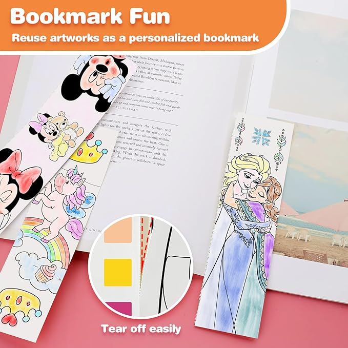 Paint with Water Coloring Books for Kids, Pocket Mess Free Watercolor Painting Sets for Toddlers, Art and Craft Drawing Activities Gifts for Kids Ages 4 5 6 7 8+, Travel Activity Toys - Princess