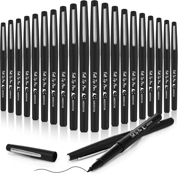 Fuyoooo 20 Pcs Felt Tip Pens 0.7mm Colored Felt Pens Marker Medium Point Journal Planner for Journaling Writing Note Taking Art Office Supplies