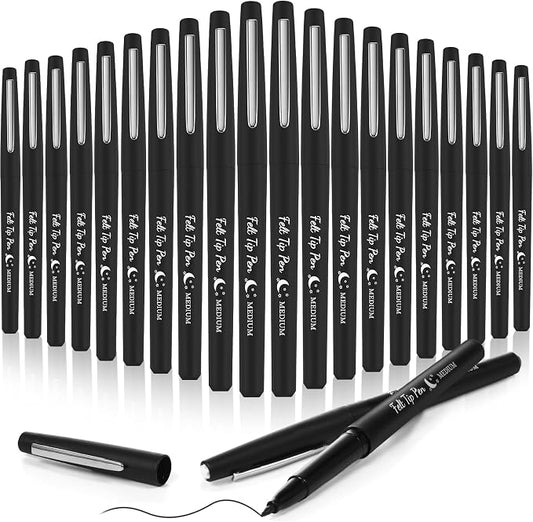 Fuyoooo 20 Pcs Felt Tip Pens 0.7mm Colored Felt Pens Marker Medium Point Journal Planner for Journaling Writing Note Taking Art Office Supplies