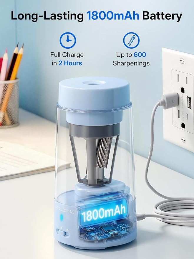 JARLINK Fully Automatic Rechargeable Electric Pencil Sharpener