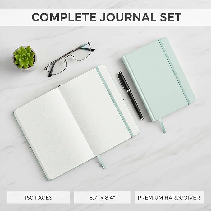 Mr. Pen- Dotted Journal Notebook, A5 Medium Size (5.7"x8.4"), 160 Pages (80 Sheets), Fabric Hardcover, 100 GSM Thick Paper, Bullet Dotted Journal for Planning, Tracking