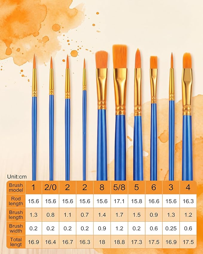 Paint Brushes Set, 160Pcs Round Pointed Tip Artist Paintbrushes for Acrylic Painting Oil Watercolor Canvas Boards Rock Body Face Nail Art, Halloween Pumpkin Ceramic Crafts Supplies，Blue