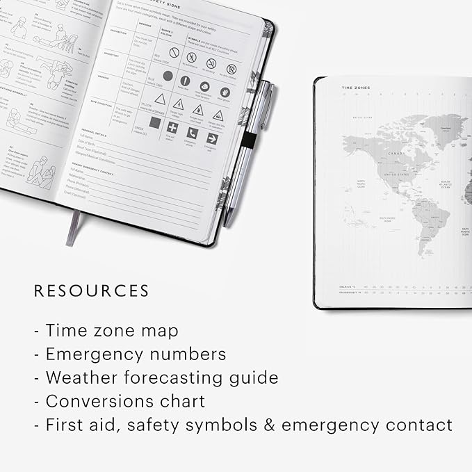 Stone Journal Explorer Notebook – A5 Waterproof Paper Field Journal, Vegan Leather Hardcover, 144 Pages Alternating Ruled & Dot Grid, Back Pocket, Weather-Resistant (Black)