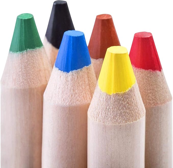 3 In 1 Color Pencil Set for Kids -24 Colored Pencil for Toddlers. Fat Coloring Pencils with Brush and Sharpener - Non-Toxic and Vegan Cute Color Pencils Perfect for Toddler Art Supplies
