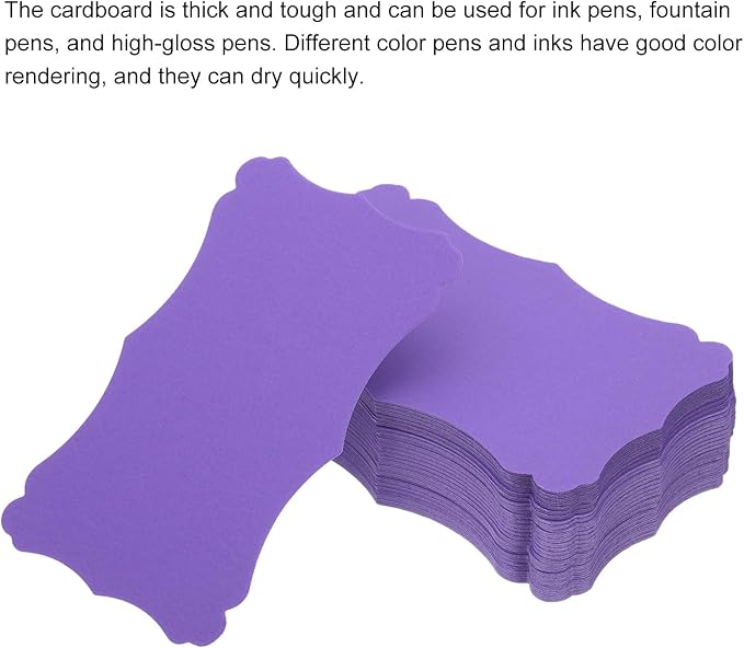 PATIKIL 3"x5" Blank Paper Business Cards, 120 Pack Small Index Flash Cards Words Message Note Card Mini Paper Tags Lace for DIY Gift, Purple