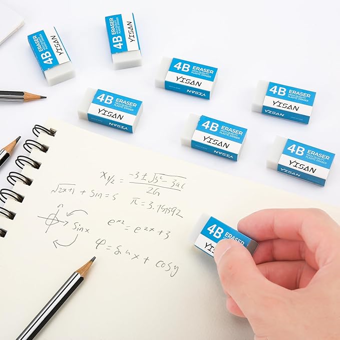 YISAN Erasers,8 Pack,Pencil Eraser,White Erasers Dust-Collecting,Single Line Dust for Drawing,71327