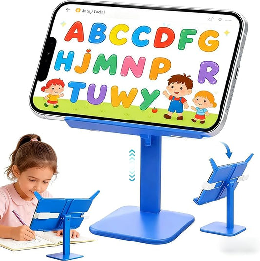 Tablet Stand Holder,Adjustable Foldable Lightweight iPad Laptop Stand for Desk,Monitor Holder Multi-Functional Rest Tray Recipes Textbook Cookbook Magazine Laptop Tablet DW (Blue)