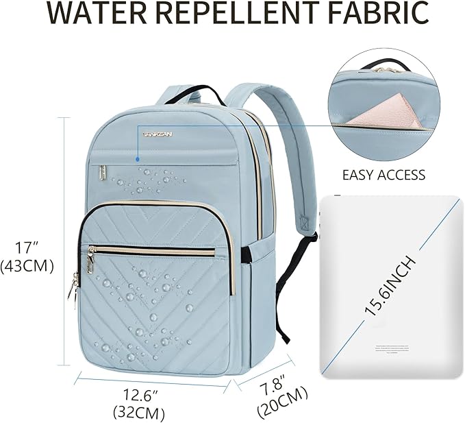 VANKEAN 15.6 Inch Laptop Backpack for Women Large Capacity Waterproof | Waterproof Backpacks Stylish Travel Bags Casual Daypacks for College, Business