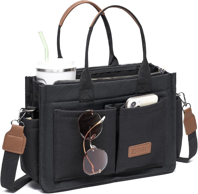 ZHMO Canvas Tote Bag for Women,Women's Bags Crossbody Bags Work Laptop Tote Bag Large Handbags Purse for Travel Nurse Teacher
