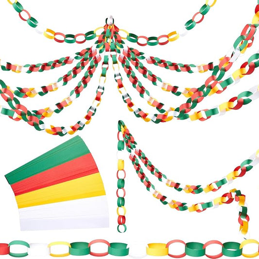 Lincia 600 Sheet Paper Chain Garland Strips 1x8 Inch with Double Sided Tape, DIY Construction Paper Chains for Birthday Wedding Holiday Party Decorations, Crafts Supplies (Primary Colors)