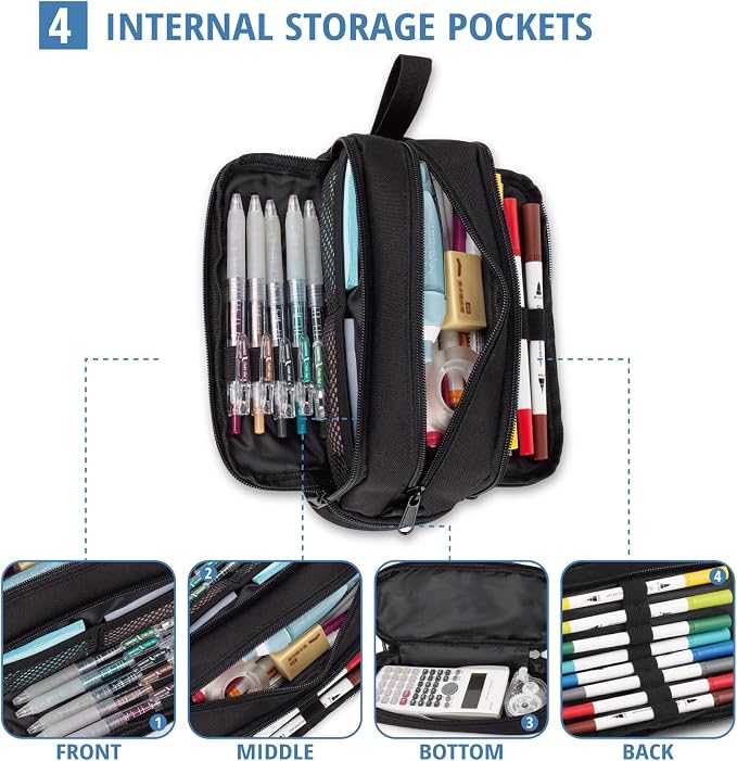 Tactical 4 Compartments Pencil Case for Boy, Large Pen Pouch Bag for School | Tactical Large Capacity Pen Box, 900D Farbic Tool Bag for School College Office Marker Organizer for Boy Kid Men Adult Teen