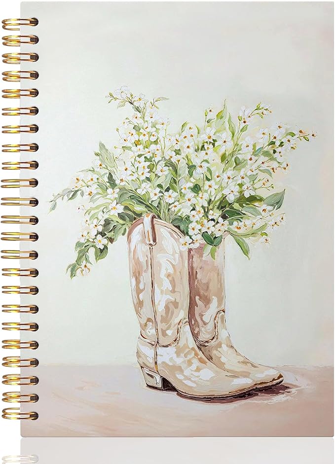 UTELKA Western Notebook, Vintage Coastal Cowgirls Dotted Spiral Notebook 5.5x8.3, Preppy Notebook Western Office Supplies for Women Girls Preppy Journal Girls Western Stuff for Women