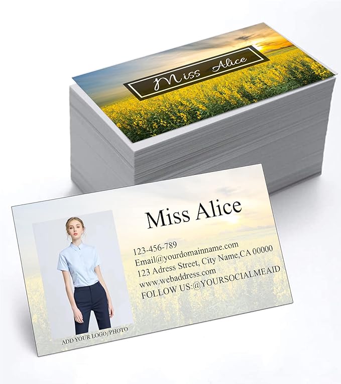 Customized Name Cards 500 PCS, Customized Design with Picture Texture All Business Designs cards No Additional Charge (Color-L)