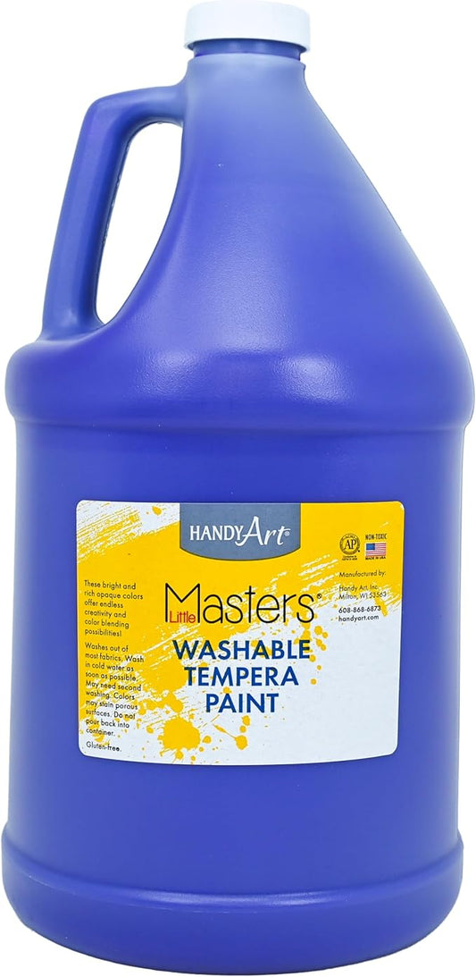 Handy Art Little Masters Washable Tempera Paint, Violet, Gallon 128 oz Bottle, Bright & Mixable, High Opacity, Washable Colors for Classroom, Students, Kids, Safe & Non-Toxic, Made in USA