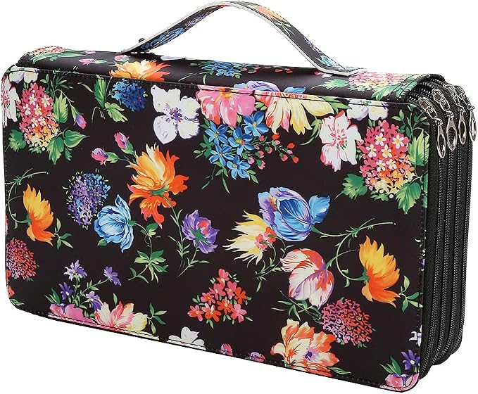 300 Slots Colored Pencil Case Organizer, 4 Layer Bag | Twill Oxford fabric,103 elastic loops,detachable handle,for travel,home storage,drawing tools,creative gifts