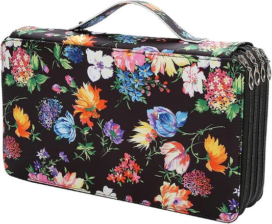 300 Slots Colored Pencil Case Organizer, 4 Layer Bag | Twill Oxford fabric,103 elastic loops,detachable handle,for travel,home storage,drawing tools,creative gifts